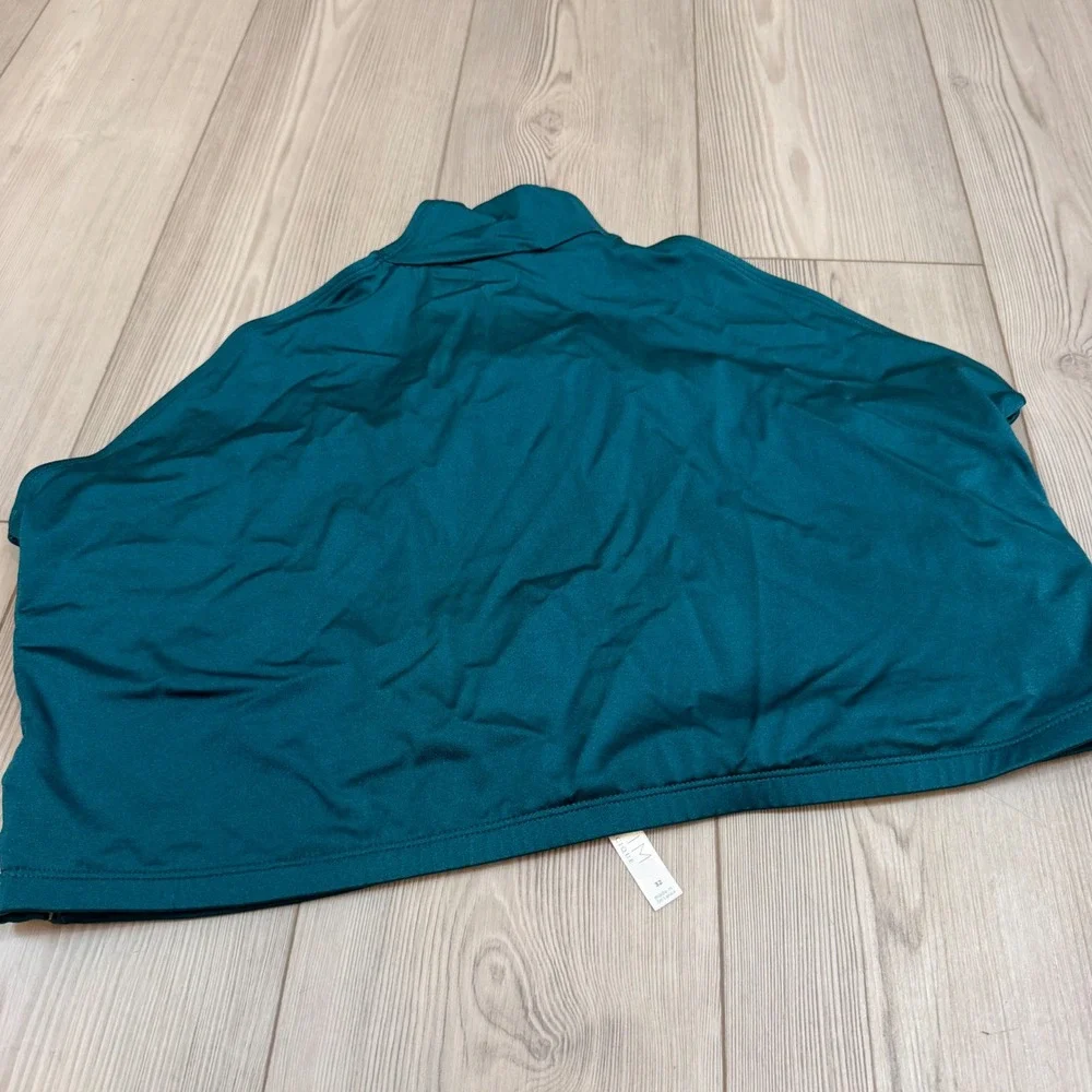 Swim by Cacique Teal Green Ruched High Waisted Caged Side Bikini Bottoms 32